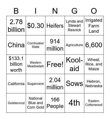 FFA Bingo Card