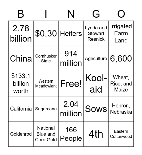 FFA Bingo Card