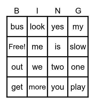 Jocelynne M. Sight Words Bingo Card