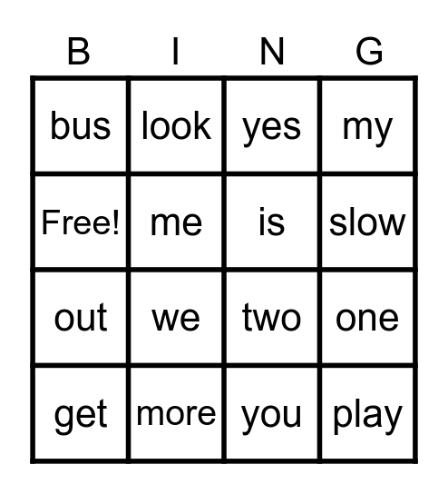 Jocelynne M. Sight Words Bingo Card