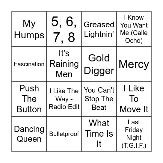 Music 19 - @QuestionOneQuiz Bingo Card