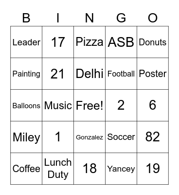 ASB Bingo Card