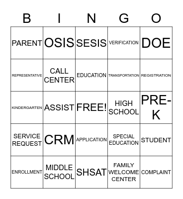 P311 Bingo Card