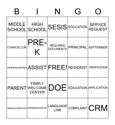 P311 Bingo Card