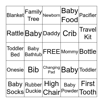 Baby Shower Bingo Card