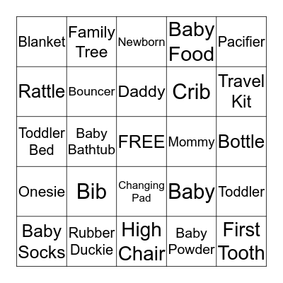 Baby Shower Bingo Card