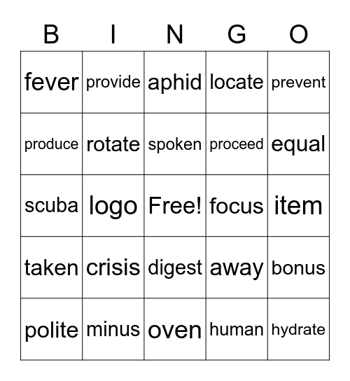 Decoding Skill 1 Bingo Card