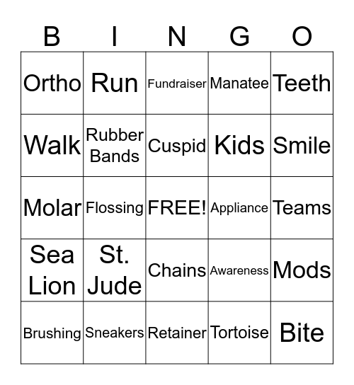 Team Aftershock Fundraiser Bingo Card