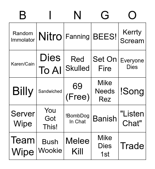 Hunt Showdown Bingo Card