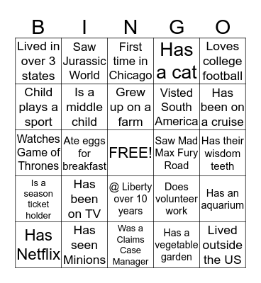 Get to know you BINGO! Bingo Card