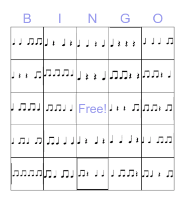 Beginner Rhythm Bingo Card