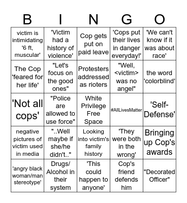 Brutality Bingo Card