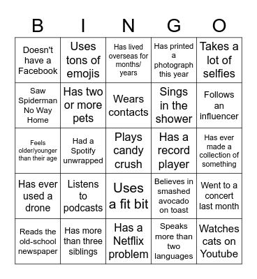 Find someone who... Bingo Card