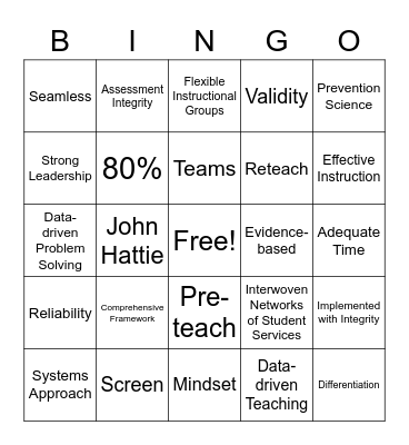 MTSS Bingo Card