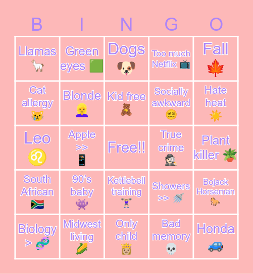 🌿 Commonalities 🌿 Bingo Card