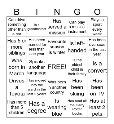 Find someone who... Bingo Card