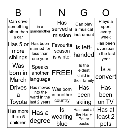 Find someone who... Bingo Card