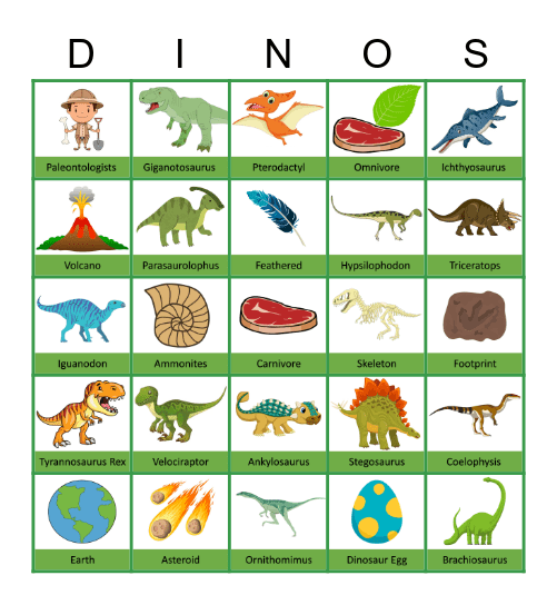 Dinosaur Bingo Card