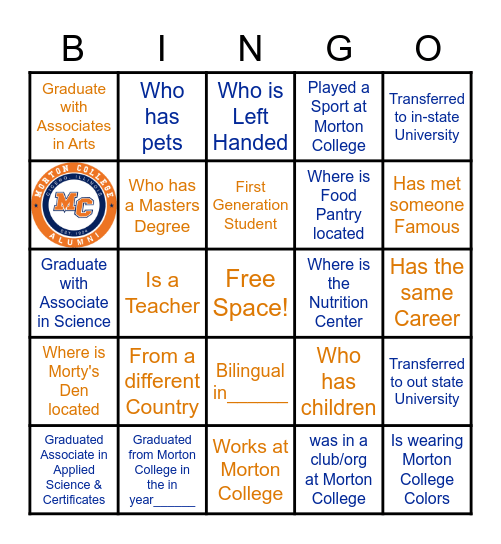 Alumni Reunion Bingo Card