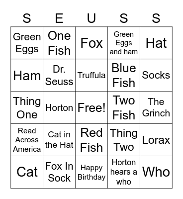 Seuss Bingo Card