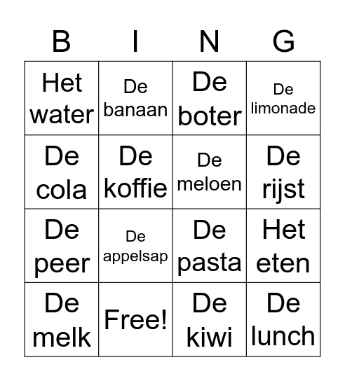 nom nom Bingo Card