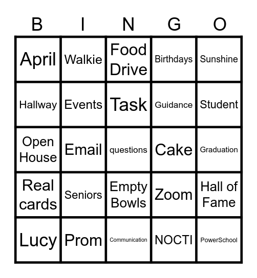 March Staff Meeting Bingo Card
