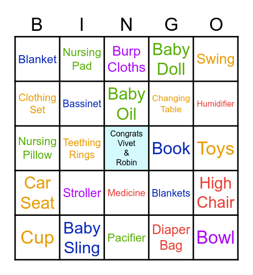 Baby Shower Bingo Card