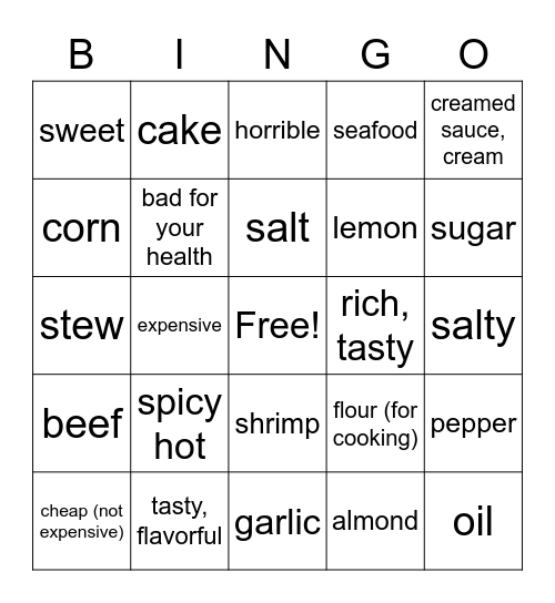 "A comer" call list Bingo Card