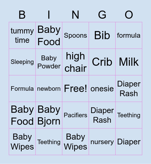 Baby Bingo!! Bingo Card