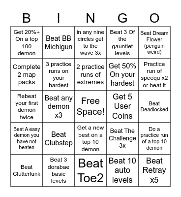 Gd bingo Card