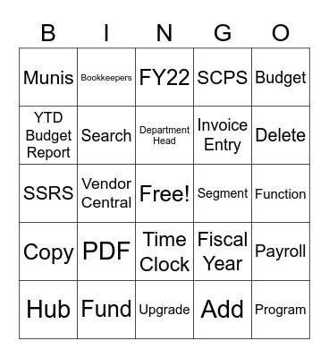 Munis Upgrade Bingo Card