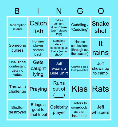 Survivor Bingo Card