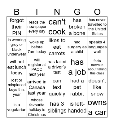 Find someone who... Bingo Card
