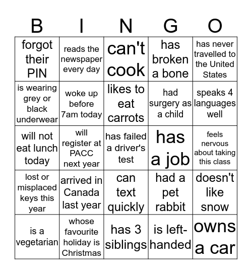 Find someone who... Bingo Card