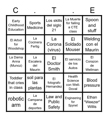 Career Technical Education Loteria Bingo Card