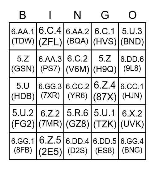 Earth and Space Science Bingo Card