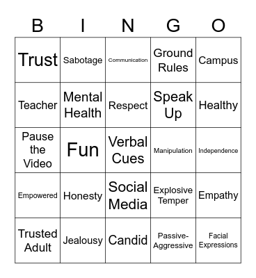 February Character Chats Bingo Card