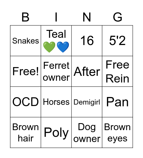 Aspens Bingo Card