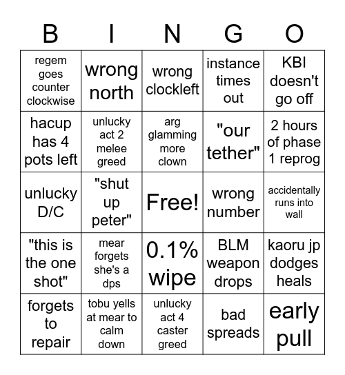 P4S Proggers Bingo Card