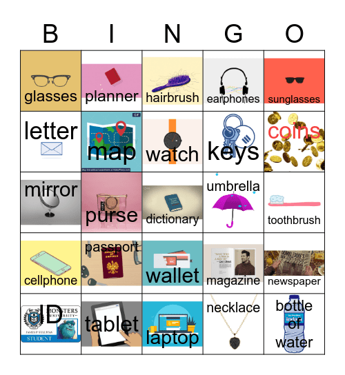 Everyday things Bingo Card