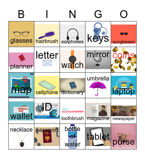 Everyday things Bingo Card