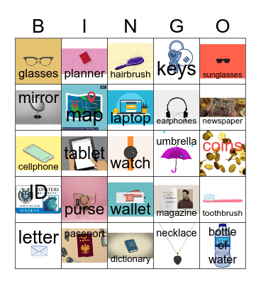 Everyday things Bingo Card