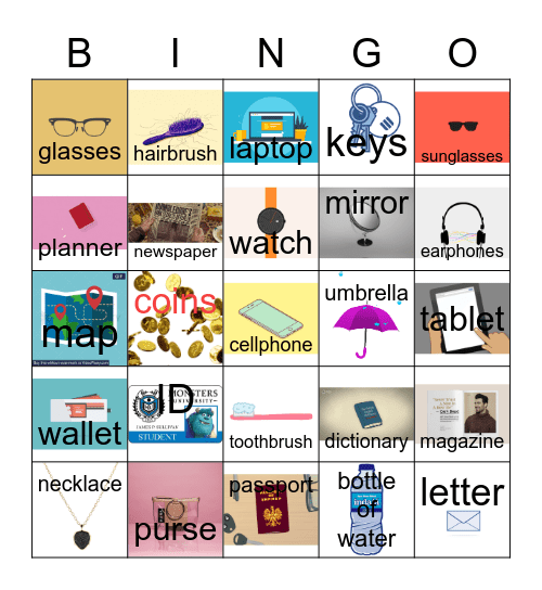 Everyday things Bingo Card