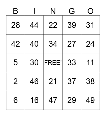 Gray-Timmons Family Reunion  Bingo Card