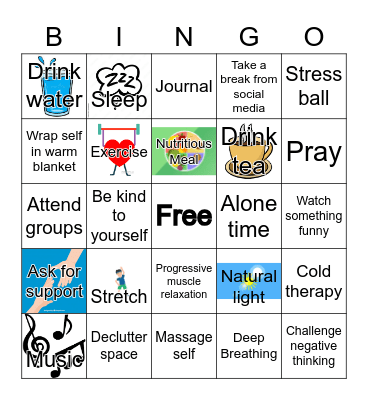 Positive Coping Skills Bingo Card