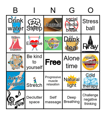 Positive Coping Skills Bingo Card