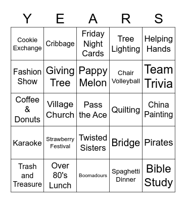 50 YEARS Bingo Card