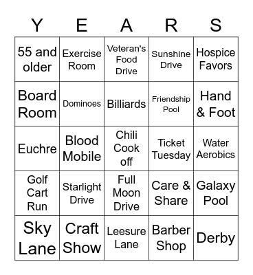 50 YEARS Bingo Card