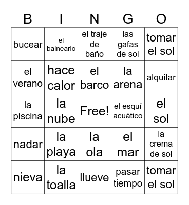 La playa Bingo Card