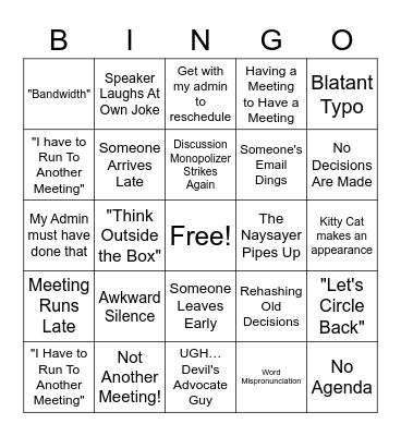 BAD MEETING BINGO - II Bingo Card